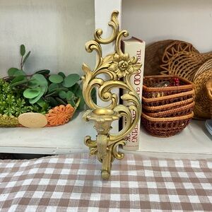 Vintage gold resin wall sconce candle syroco